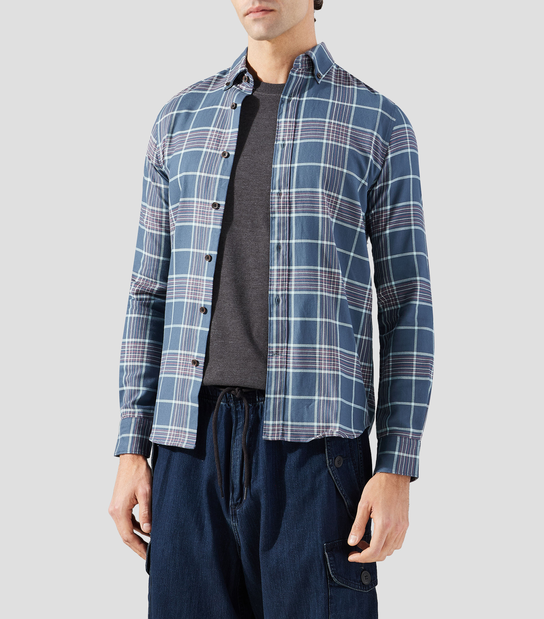 Camisa cuadros manga larga Hombre